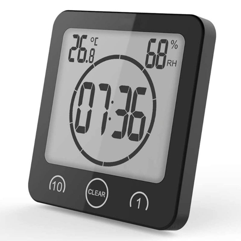 NOFIBAF Digital Bathroom Shower Wall Clock Timer with Alarm with Big LCD Display, Waterproof for Water Spray, Humidity Temperature Display, Wall Clock Timer for Bathroom Shower Makeup Cooking - Image 1